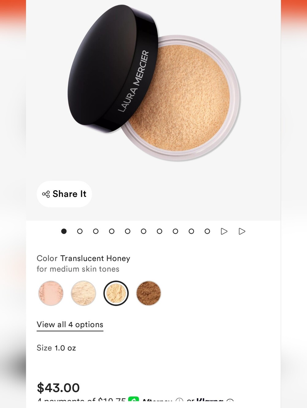 Laura Mercier Translucent Loose Setting Powder — Honey (Medium)